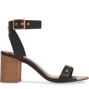 Ted Baker London Biah Ankle Strap Sandal - Elegant Black Block Heel Sandals
